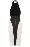 Daelen Halter Draped Midi Dress In Black White