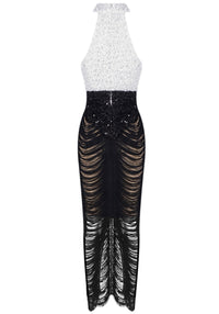 Kourtnie Pearl Sequin Tassel Maxi Dress