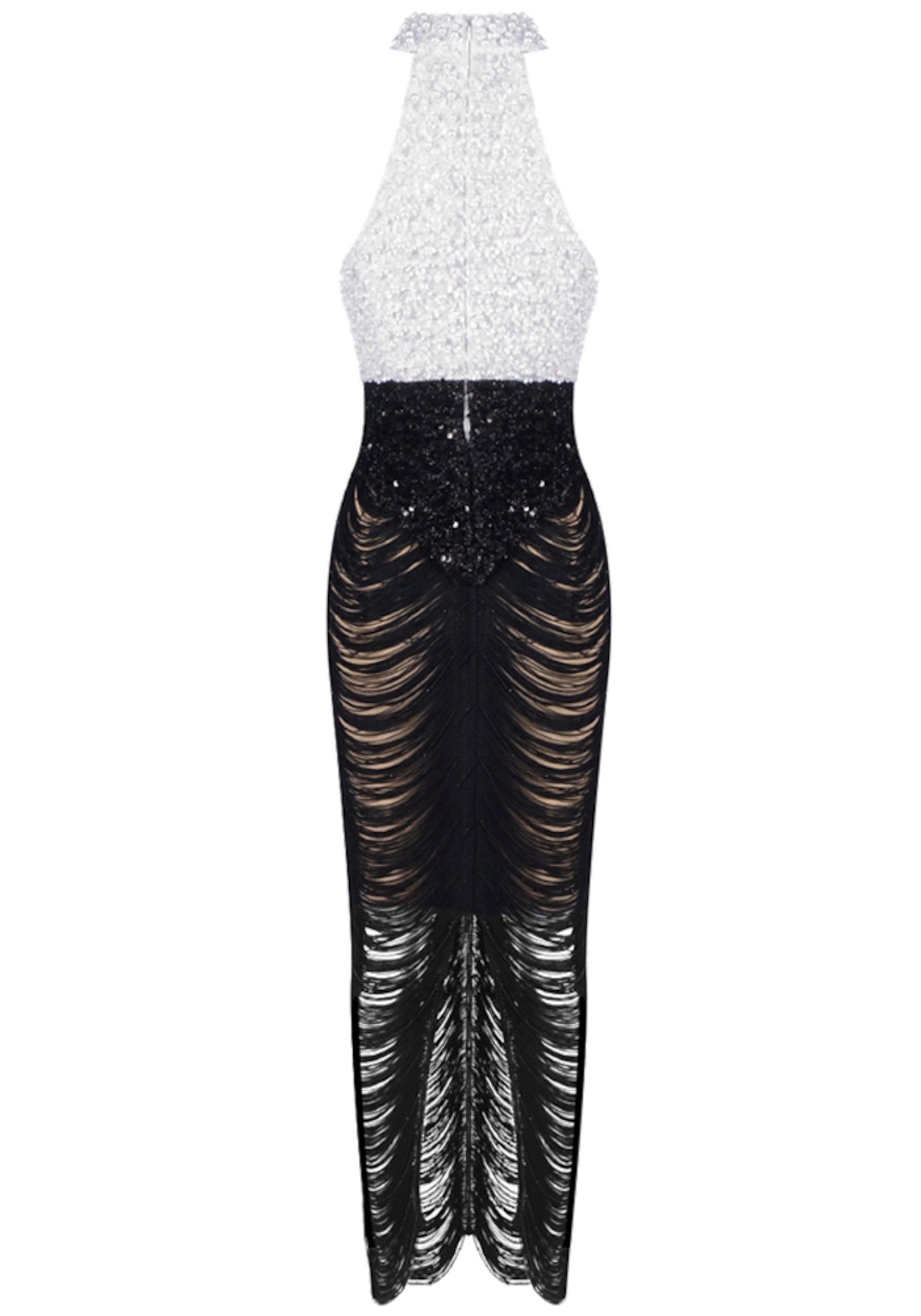 Kourtnie Pearl Sequin Tassel Maxi Dress