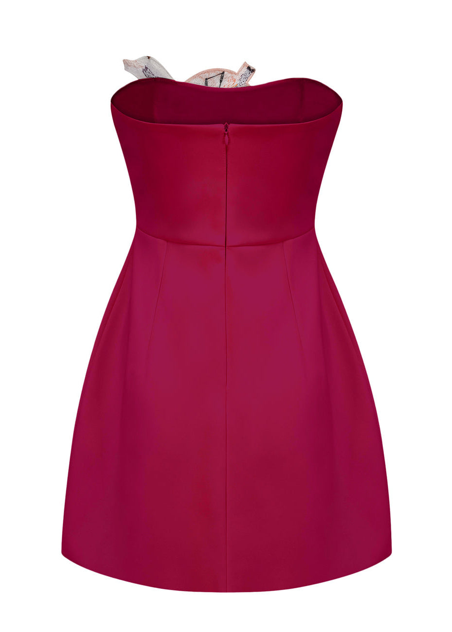 Eliezra Pink Floral Embroidered Mini Dress