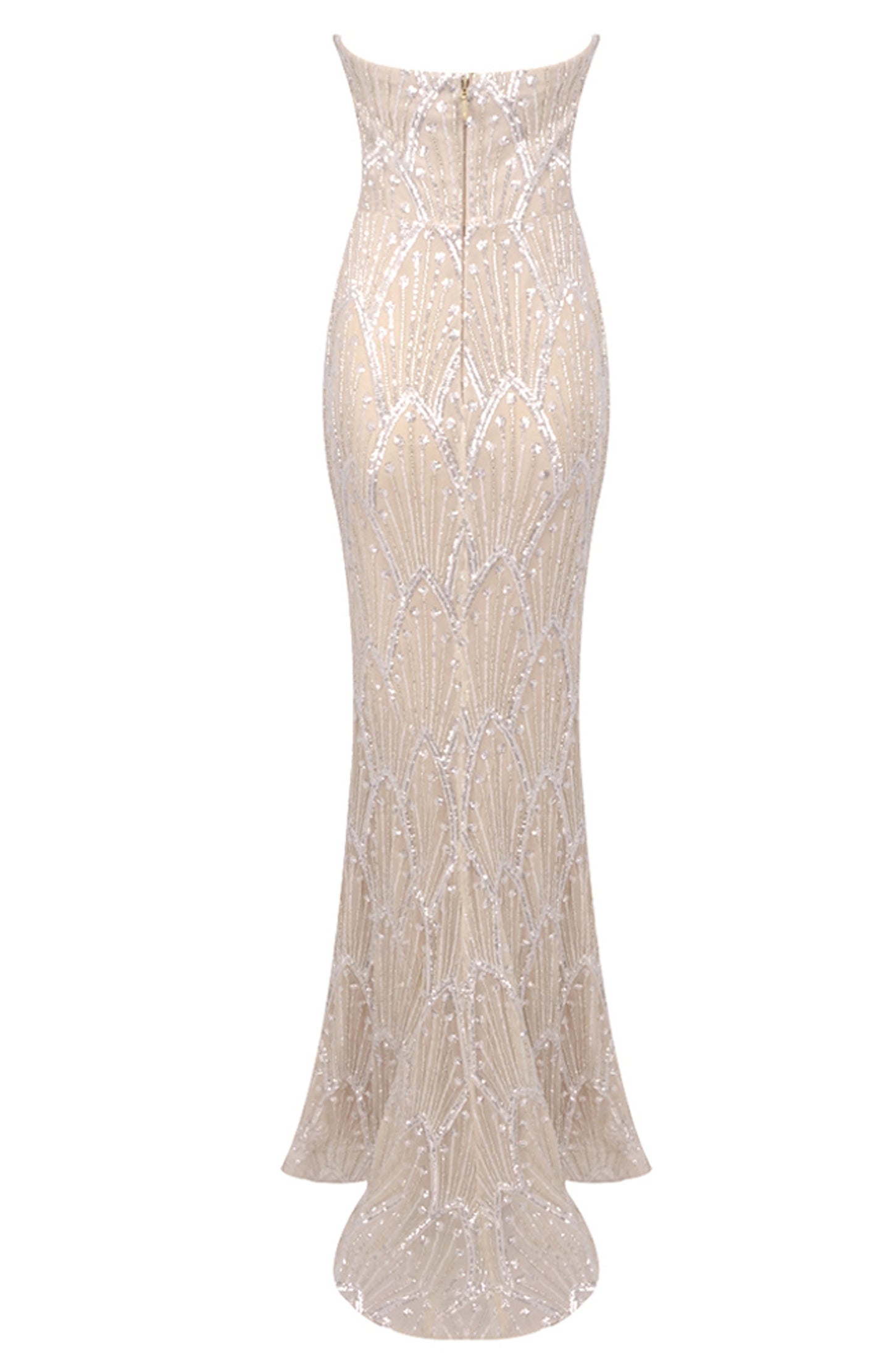 Taton Strapless Pearl Sequin Bustier Maxi Dress In Nude