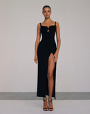 Agnes Shell Breast Knitted Midi Dress In Black