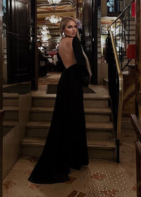 Meghyn Long Sleeve Draped Backless Maxi Dress In Black
