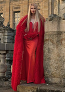 Styx Mesh Insert Tassel Maxi Dress In Red