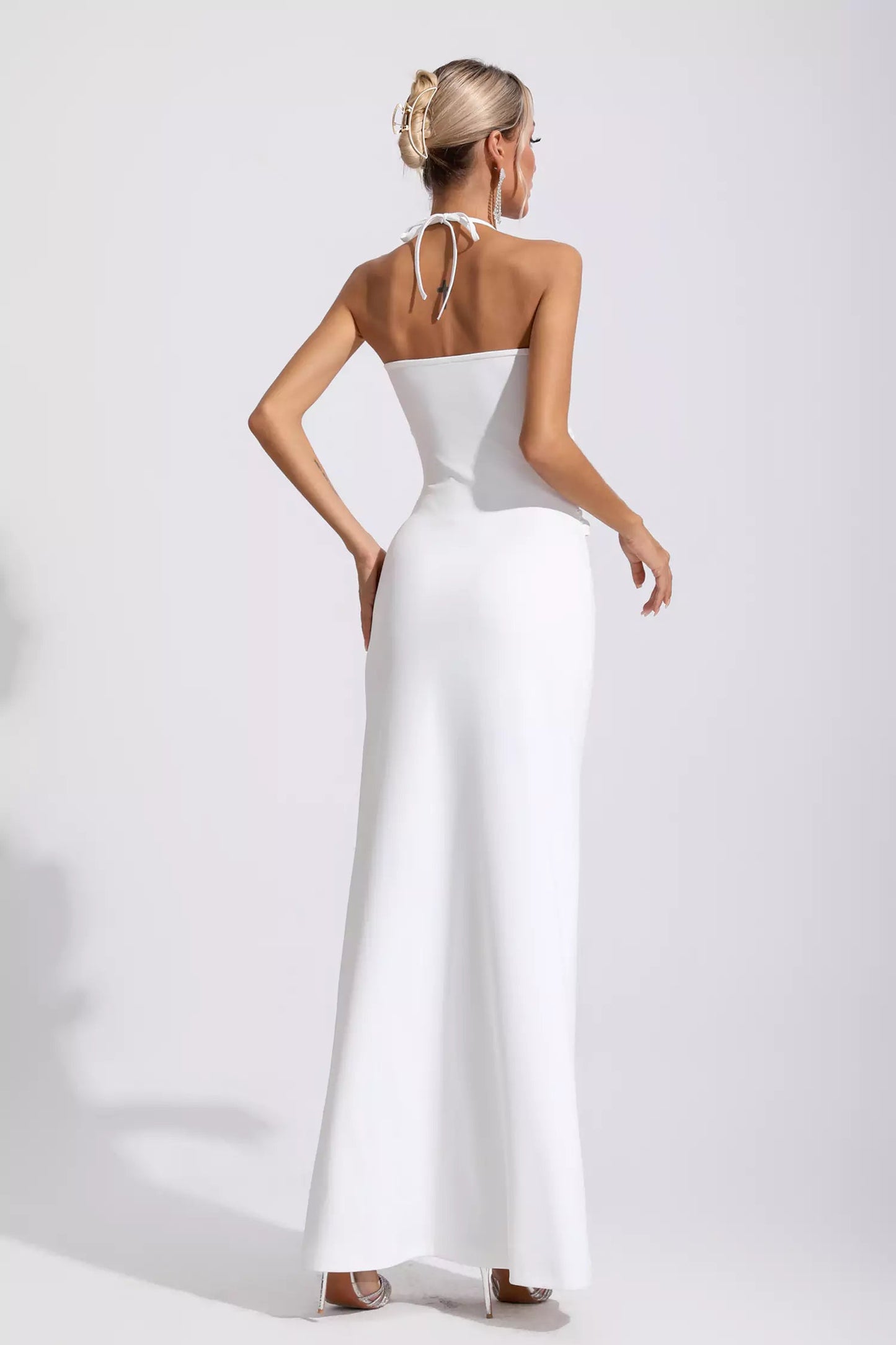 Mola Halterneck Cutout Maxi Dress In White