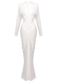 Linore Long Sleeve Draped Structured Maxi Dress