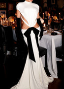 Dabney Bow Backless Maxi Dress In White