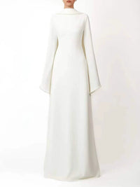 Emilie White Pearl Trim Shawl Detail Maxi Dress