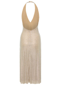 Baryx Halter Sparkly Midi Dress In Ivory