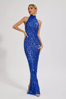 Cate Blue Diamond Maxi Dress