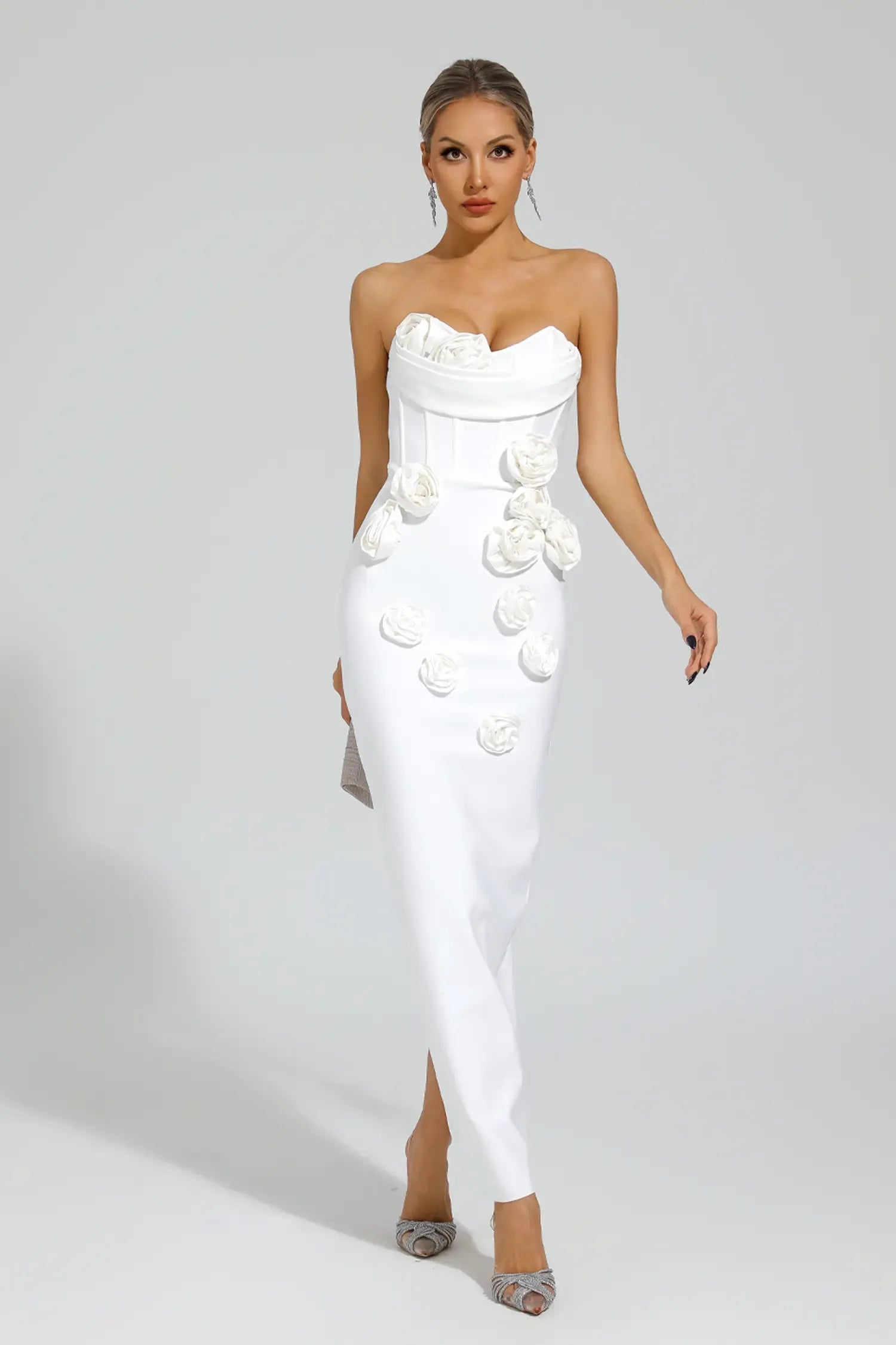 Kater Strapless Flower Bandage Dress