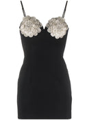 Fiadh Floral-Appliqué Crystal-Embellished Mini Dress In Black