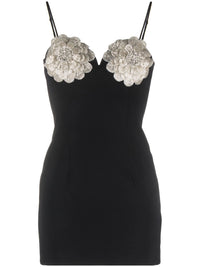 Fiadh Floral-Appliqué Crystal-Embellished Mini Dress In Black