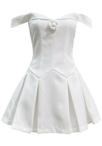 Nacala Floral Detail Bardot A Line Dress In White