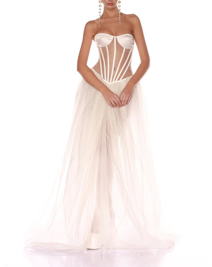 Keats Strapless Maxi Dress In White