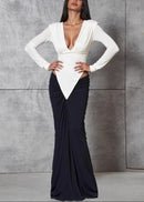 Solanki Plunge Neck Ruched Maxi Dress