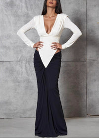 Solanki Plunge Neck Ruched Maxi Dress