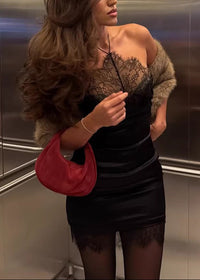 Jyxondra Halterneck Corset Lace Midi Dress