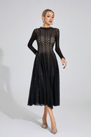 Eryndel Lace Long Sleeve Maxi Dress In Black