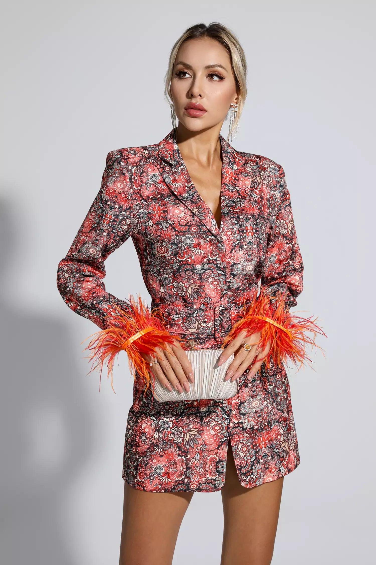 Citrine Long Sleeve Floral Blazer Dress