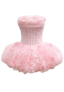 Alviva Strapless Floral Corset Bubble Mini Dress In Pink