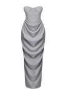 Aleka Strapless Draped Two Piece Maxi Dress