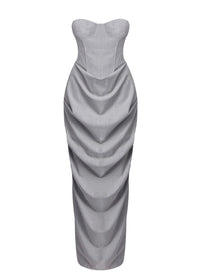 Aleka Strapless Draped Two Piece Maxi Dress