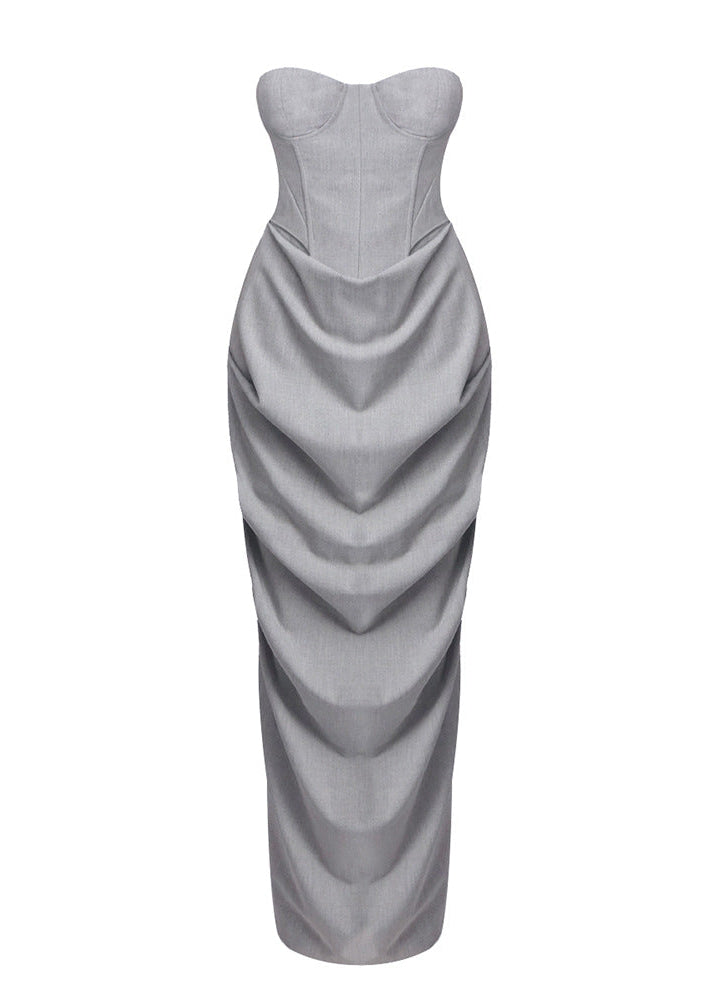 Aleka Strapless Draped Two Piece Maxi Dress