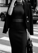 Herrig Sparkly Midi Dress In Black Gold