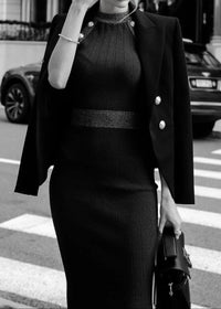 Herrig Sparkly Midi Dress In Black Gold