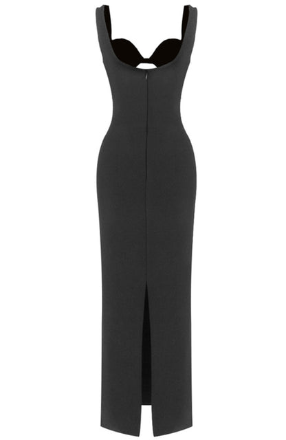 Elvrik Crystal Cutout Bustier Maxi Dress In Black