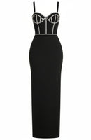 Naeldrin Crystal Embellished Bustier Maxi Dress In Black