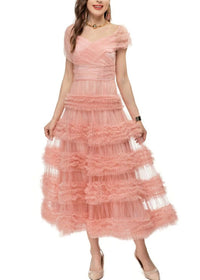 Sidonie Pink Tiered Maxi Dress