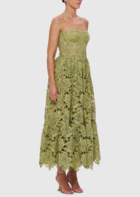 Isoline Lace Floral Embroidered Cutout Midi Dress