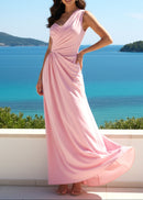 Syrax One Shoulder Draped Maxi Dress In Pink