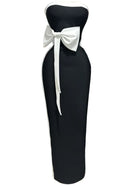 Rawiya Strapless Bow Detail Maxi Dress In Black
