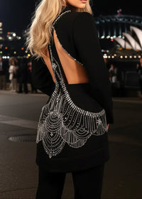 Olaniyi Long Sleeve Crystal Cutout Detail Suit In Black