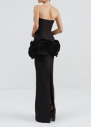 Baeluna Strapless Floral Detail Maxi Dress In Black