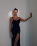 Agnes Shell Breast Knitted Midi Dress In Black