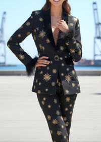 Geysera Star Feather Suit In Black