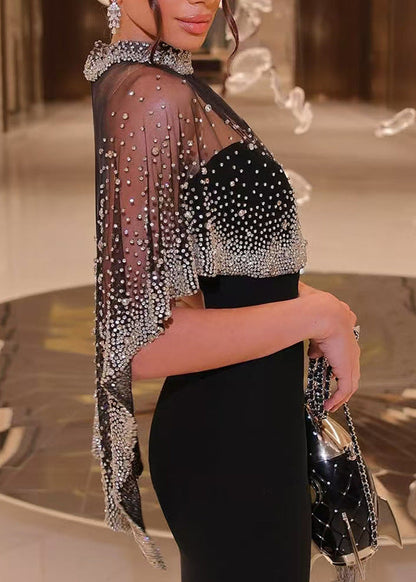 Lavali Crystal Overlay Maxi Dress In Black
