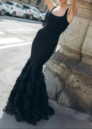 Nalima Floral Mermaid Maxi Dress In Black