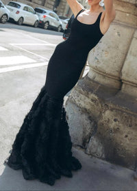 Nalima Floral Mermaid Maxi Dress In Black