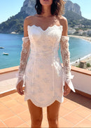 Iridiate Strapless Pearl Bustier Mini Dress In White