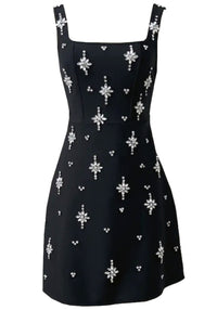 Rayner Crystal Bow Detail Backless A Line Mini Dress In Black