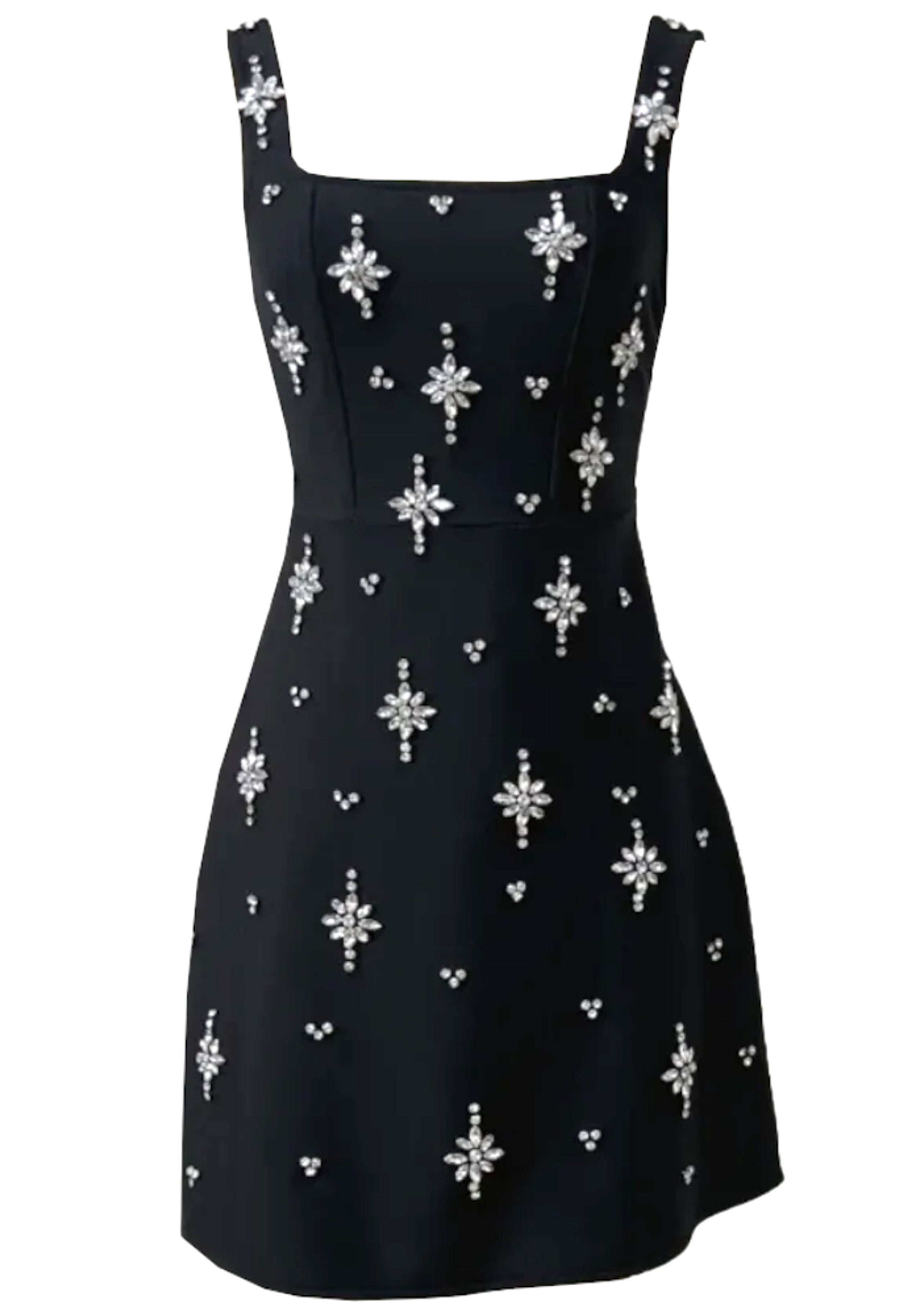 Rayner Crystal Bow Detail Backless A Line Mini Dress In Black