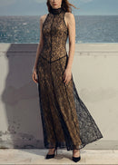 Cyalith Lace A Line Maxi Dress In Black