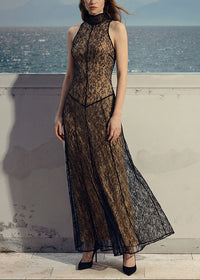 Cyalith Lace A Line Maxi Dress In Black
