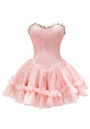 Findlay Strapless Floral Skater Mini Dress In Green