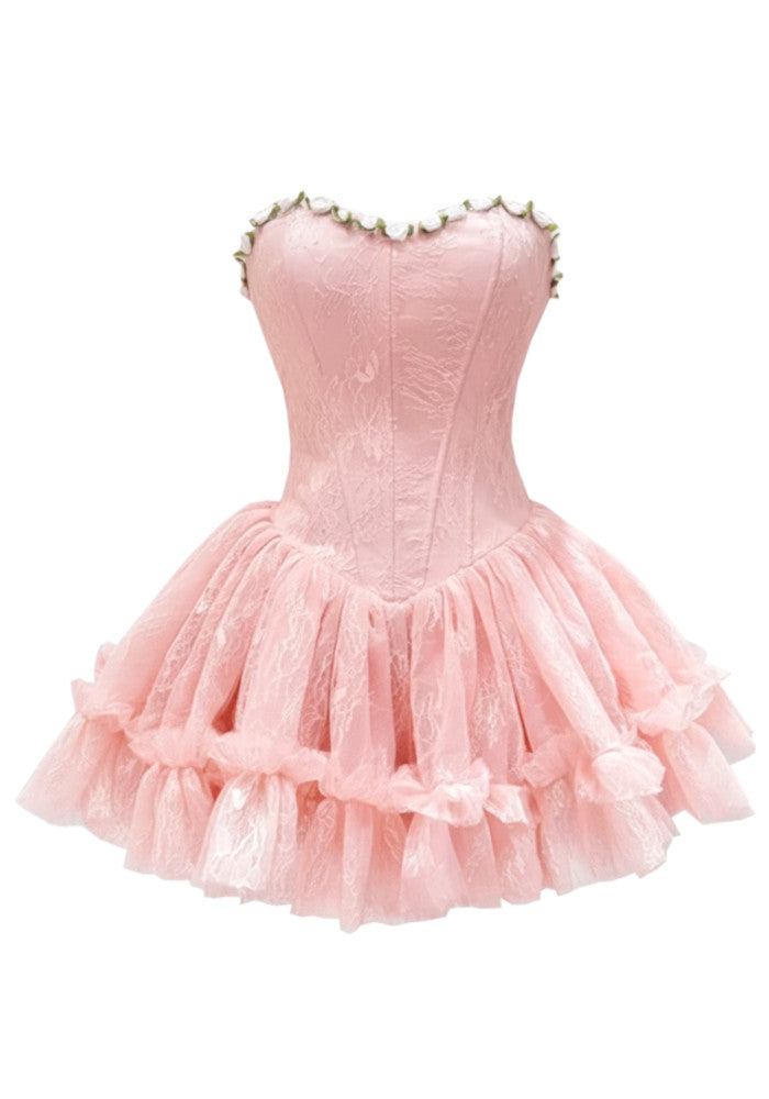 Findlay Strapless Floral Skater Mini Dress In Green